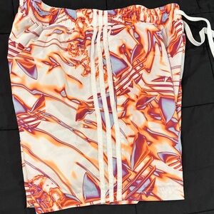 Adidas White and Orange Graphic Shorts